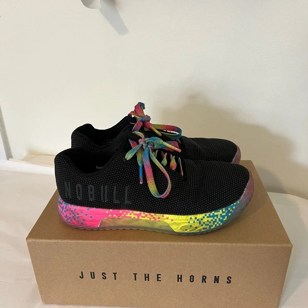NOBULL Project Superfabric Trainer+ BLACK NEON GLITCH WOMEN'S 7.5 - Picture 2 of 11